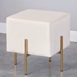Vanity Ottoman Stool Cream Velvet 