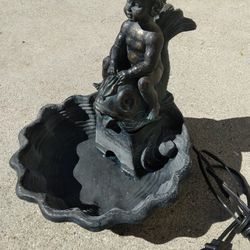 Tabletop Water Fountain with Cherub and Dolphin