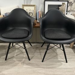 Black Midcentury Style Shell Armchairs (Pair)