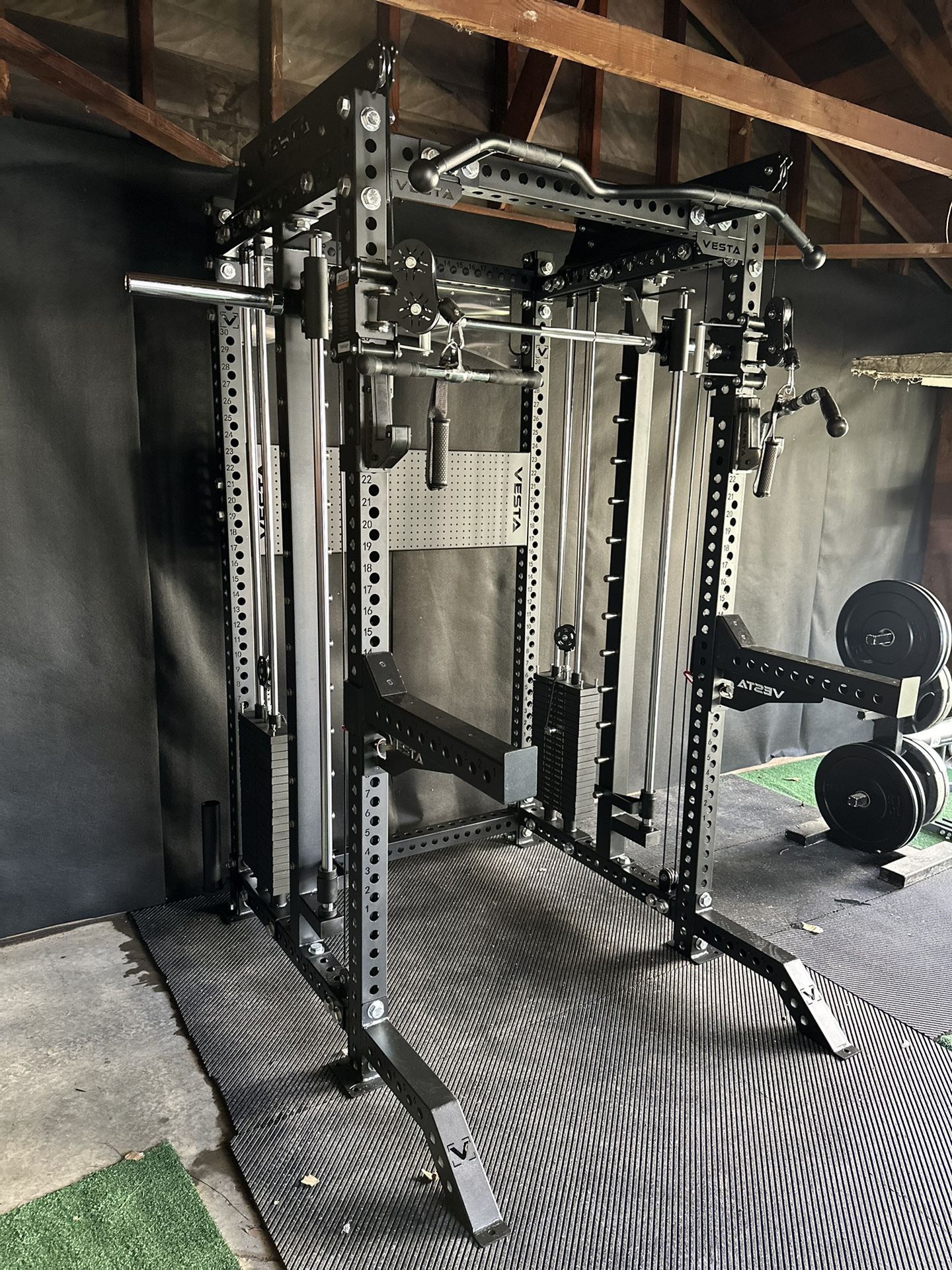 PRO SERIES Ultimate Half Rack Functional Trainer w/Smith Machine Bar | 400lb Stack | Gym Equipment | Fitness | Commercial | Squat Rack 