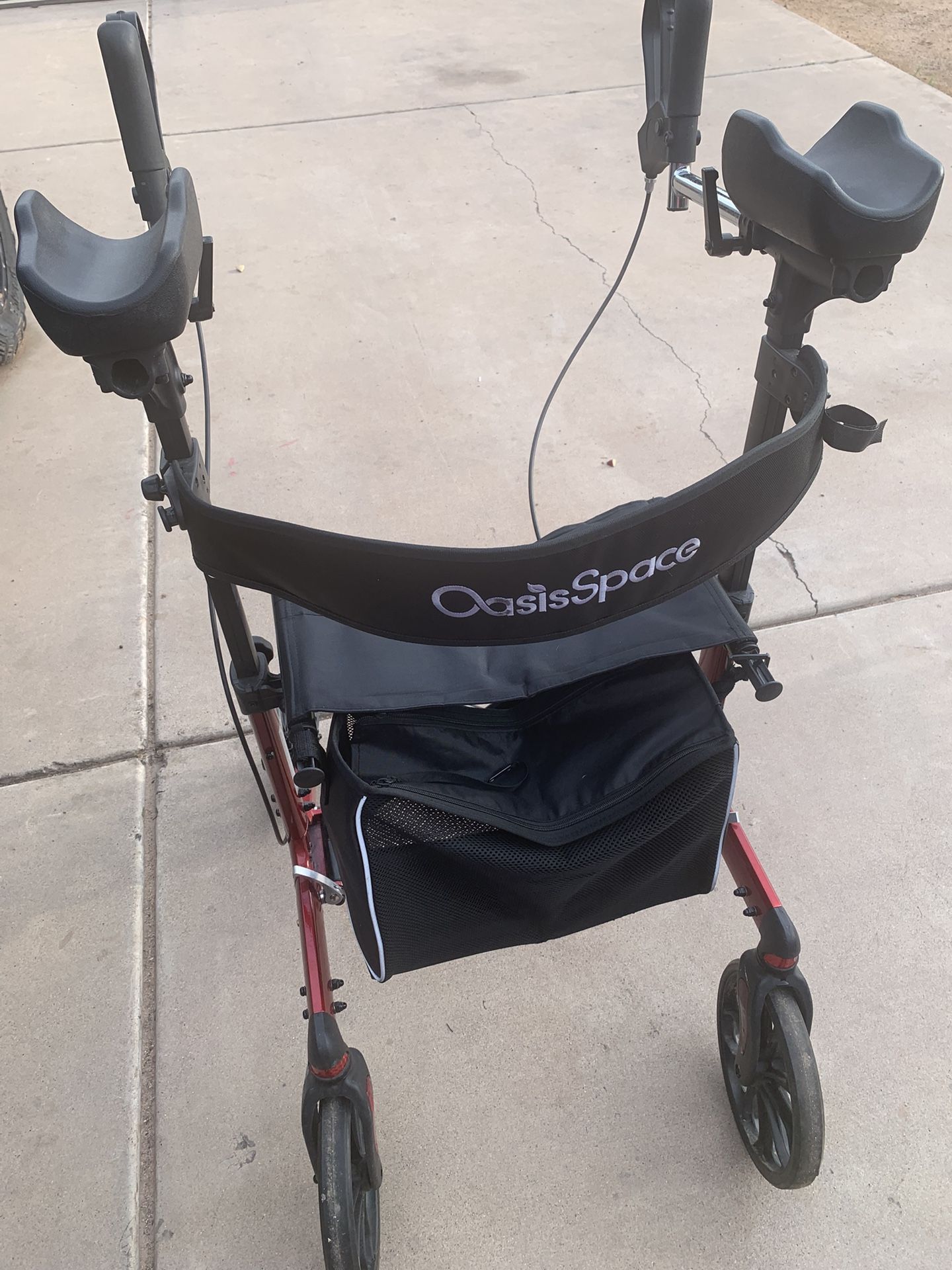 2025 OasisSpace Lightweight Upright Walker Stand Up Folding Rollator RED