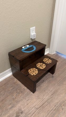 Cookie Monster Solid Wood Step Stool