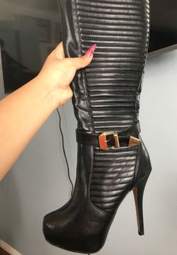 Black leather heels