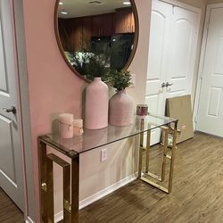 47 Inch Glass Console Table, Rectangular 
