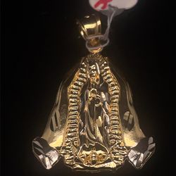 14KT Two Tone Gold Virgin Mary Pendant 4.60g 187833