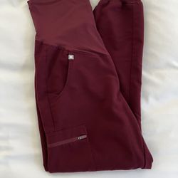 Figs Zamora Jogger Maternity Scrub Pants In Burgundy Xs Petite