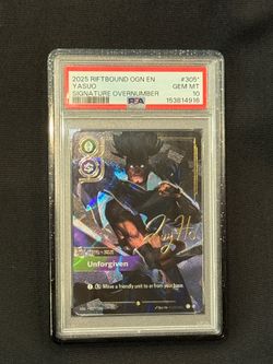 2025 YASUO RIFTBOUND OGN- EN SIGNATURE OVERNUMBER # 305 GRADED PSA 10