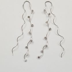 Unusual Earrings Sterling Silver And Czs