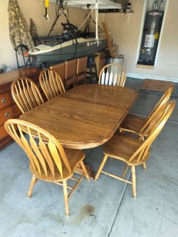 Dining Table Set..70 by 42 with Extension and 6 Chairs..Great Shape
