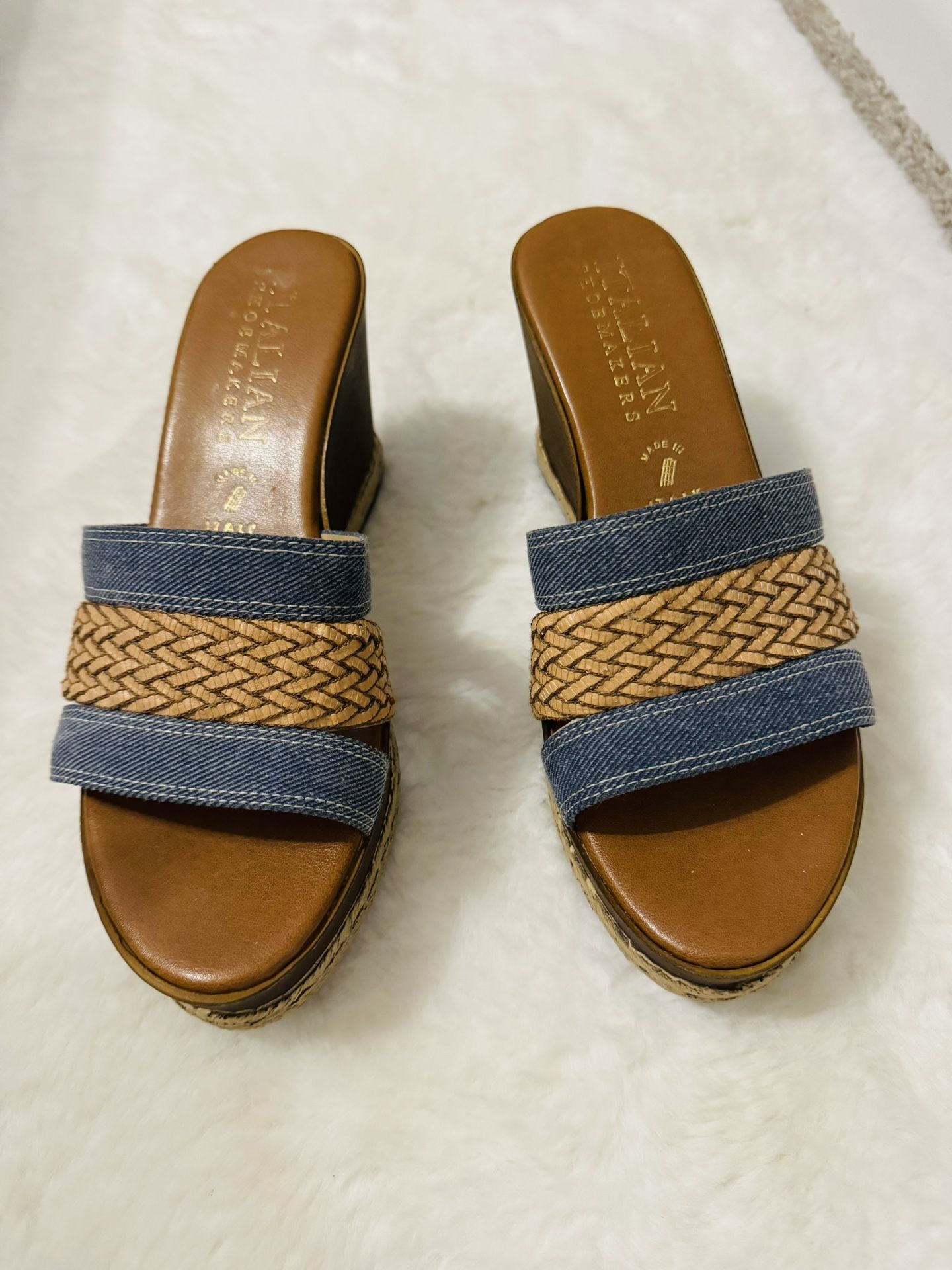 italian shoemaker wedge sandals Size 7.5