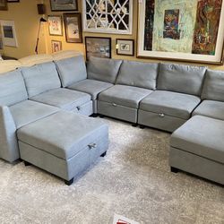 8 Piece Modular Sectional Couch With Built In Storage! 