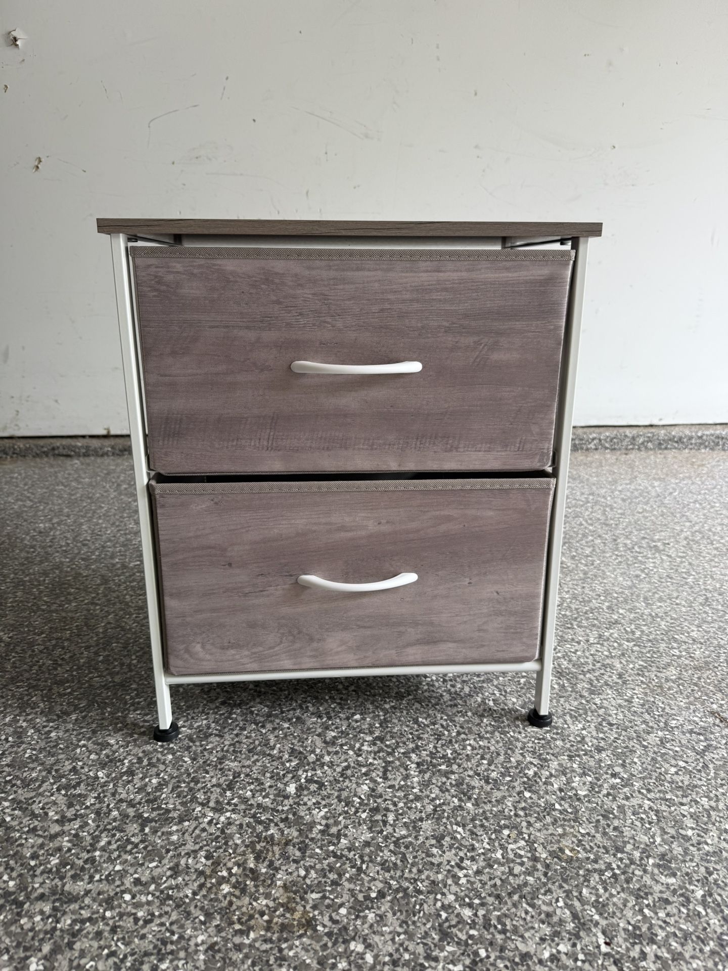 2-Drawer Fabric Storage Organizer – Wood Top & Metal Frame