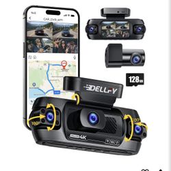 Brand New DELLFY 4 Channel 4K 360° Dash Cam w/ GPS, WiFi & 128GB SD Card