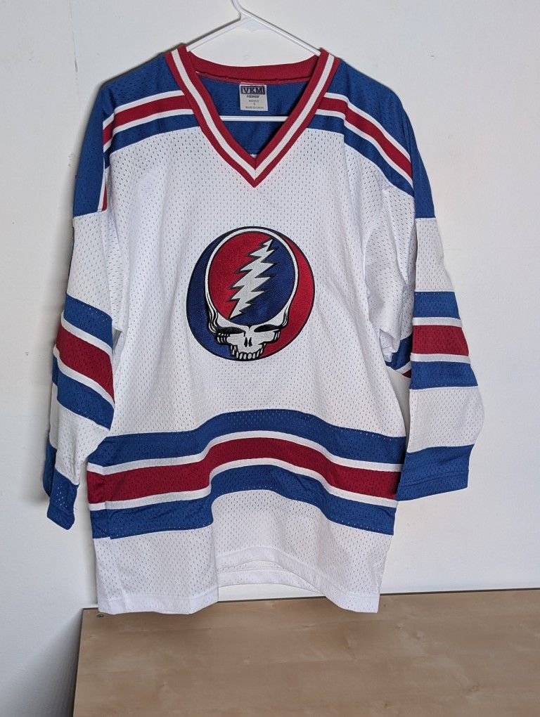VTG 1990s Grateful Dead Hockey Jersey White Rangers Rare Band Concert Adult Size Small