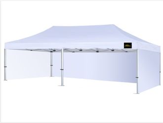 AGS Canopy White Pop-Up Canopy Tent