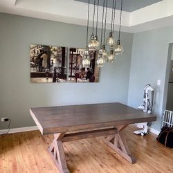 Custom built wood table with 6 chairs