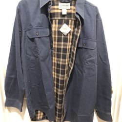 New Mens LLBean Navy Blue Jacket With Flannel Lining Large