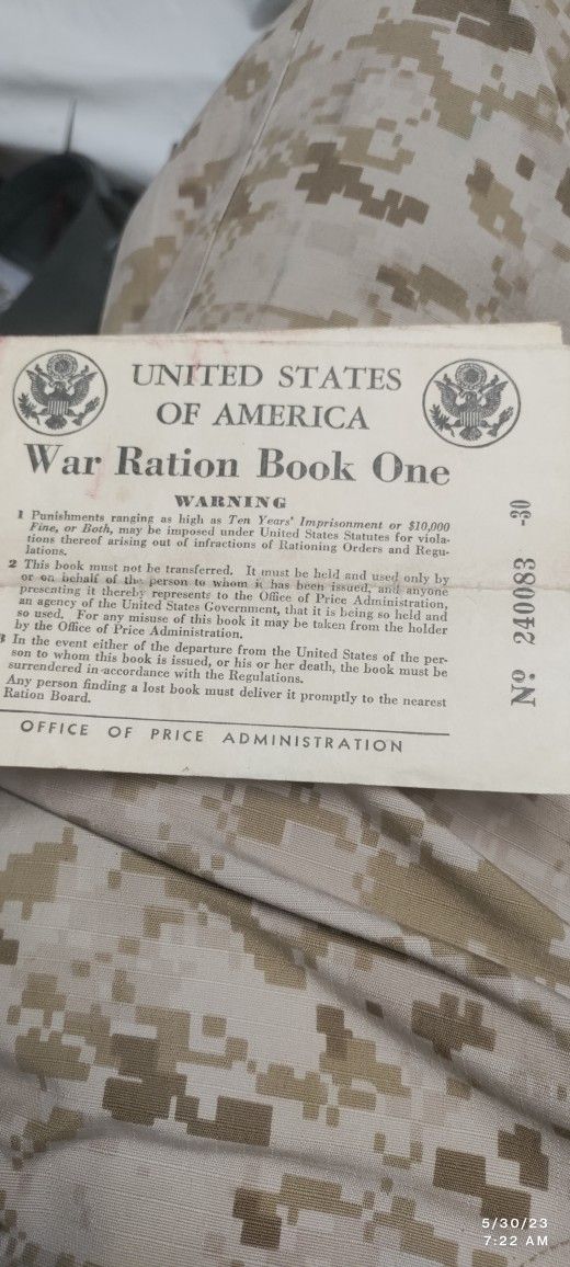 War Ration book
