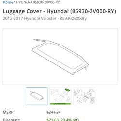 2016 Hyundai Veloster Luggage Cover