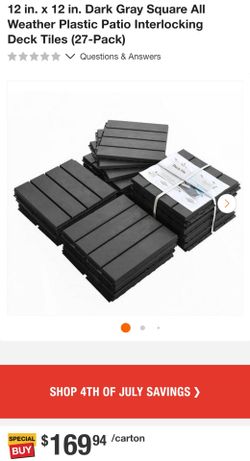 12 in. x 12 in. Dark Gray Square All Weather Plastic Patio Interlocking Deck Tiles (27-Pack)