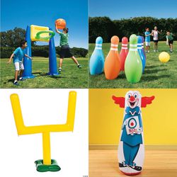 Inflatable Summer Sports Fun Outdoor Toys Games : Basketball, Bowling, Football & Punching Set of 4