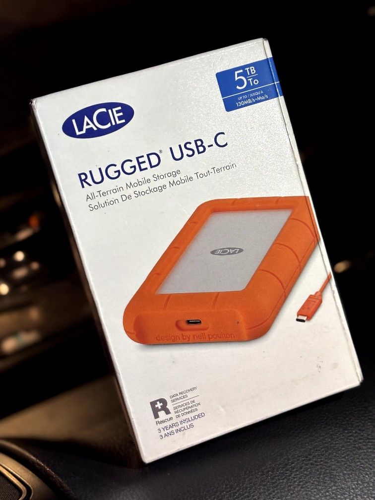 /*\/*\ LACIE 5tb Rugged USB-C Portable Hard Drive 
