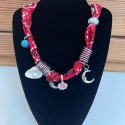 Summer Beach Tie-on Necklace. Bandana Necklaces For Women. Boho Style. Hobo. Let Me Know Which Necklace. 