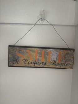 Smile It Confuses People Wooden Sign 
