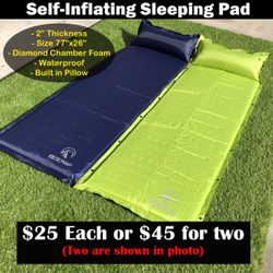 New Self Inflating Sleeping Pad Camping Backpacking 2” Thickness Bed Mat