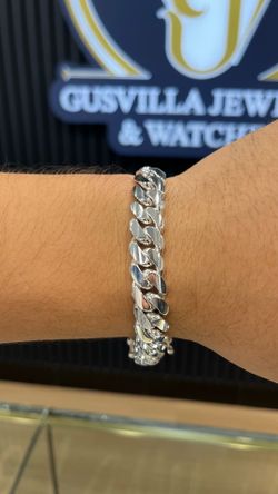 Traditional Silver Miami Cuban Link Bracelet 12MM 8” Plated in Rhodium