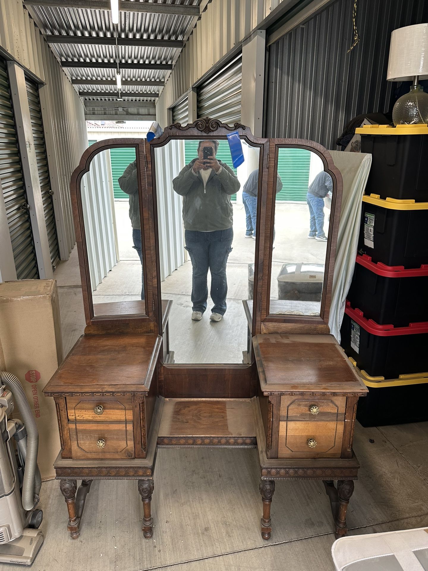 Vintage Vanity Wooden Chest 