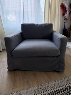 Oversized Gray Armchair with Slipcover