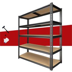 Heavy Duty Garage Shelving,5-Tier Metal Storage Shelves,2400LBS Shelving Unit,Adjustable Shelving Rack, Standing Shelf Units for Garage Storage Wareho