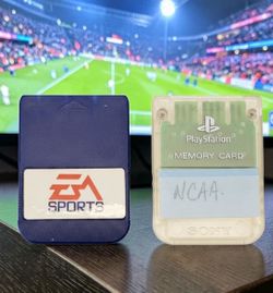 (Lot Of 2) PS1 Limited Edition EA Sports Playstation Memory Card/Model SCPH-1020. Previously Used. These are official Sony PlayStation 1 memory cards,