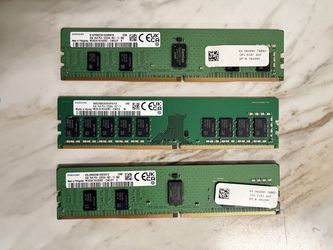 Lot of 3 Samsung 8GB 1Rx8 PC4-3200AA Server Memory