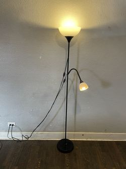 Torchiere with Task Light Floor Lamp Black -