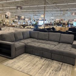 Sectional With Storage Chaise And Pull Out Bed 