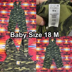 Carhartt SD8940-B Baby Bib Overalls 18 Months Green Camo