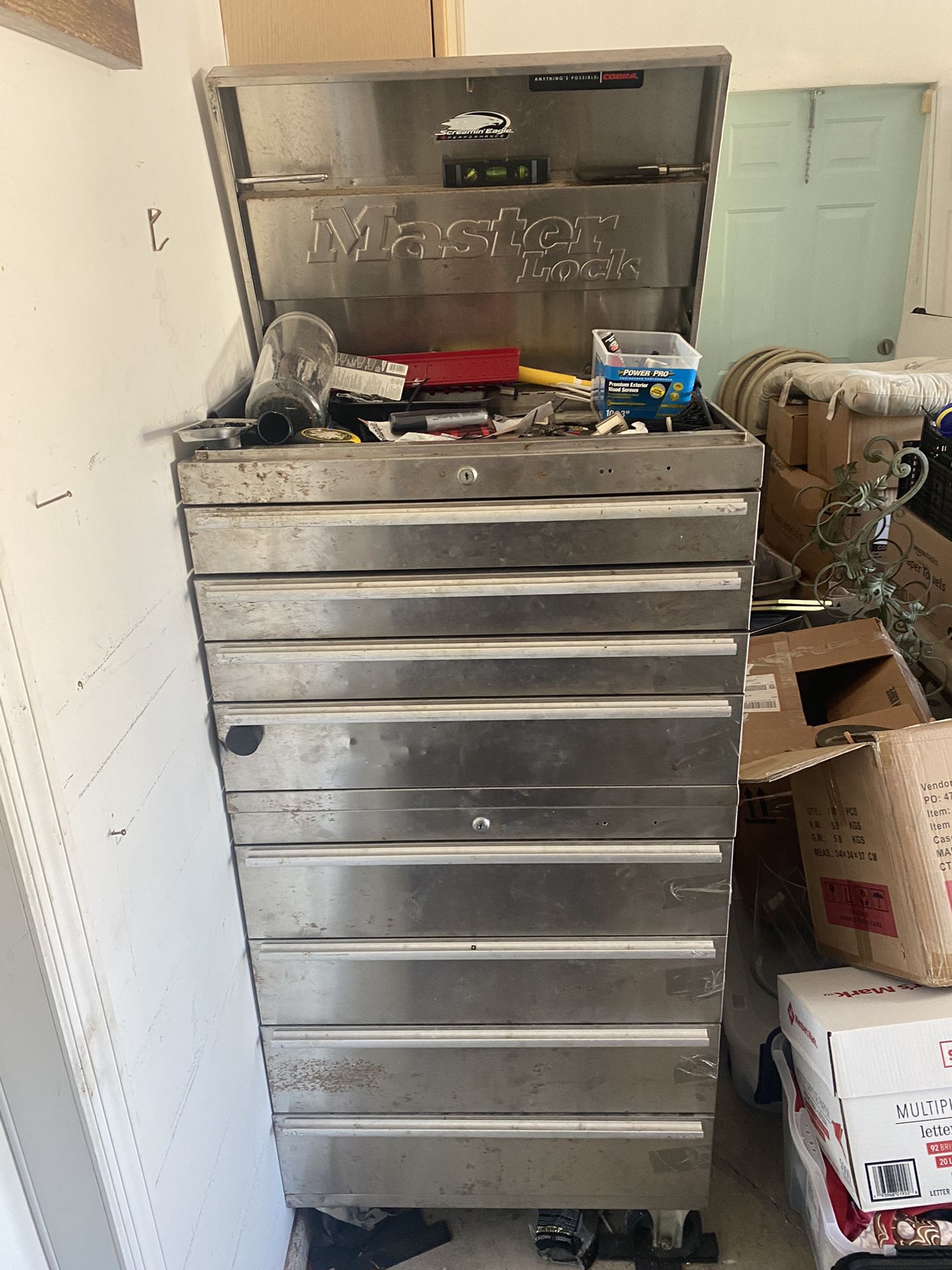 Stainless Steel Tool Chest Full Of Tools