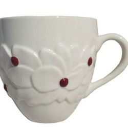 vintage starbucks collectable 2004 white holly /red berry 16oz 3D mug