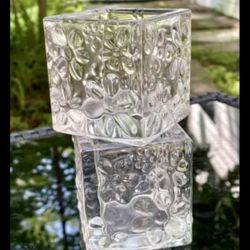 Gold Canyon Blooming Crystal Cubes Glass Votive Holders Set Of 2