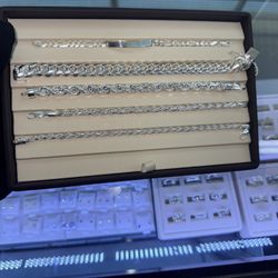 Sterling Silver Bracelets – Rope, Figaro & Cuban Styles