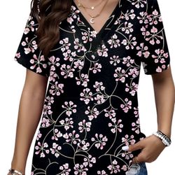 Floral V-Neck Shirt 