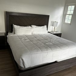 King Wood Bed Frame / Mattress Optional 
