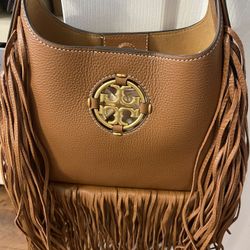 Authentic Tory Burch Small Shoulder Purse With Fringe 