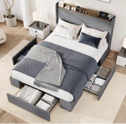 Bed frame with headboard