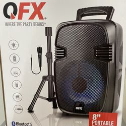 QFX 8” Bluetooth Recargable Speaker with Microphone and Stand 🎶🎤🎶🎶  