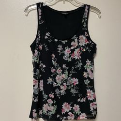Women’s EXPRESS 100% Polyester Black Floral, Sequin Tank, Top Blouse… Size Small