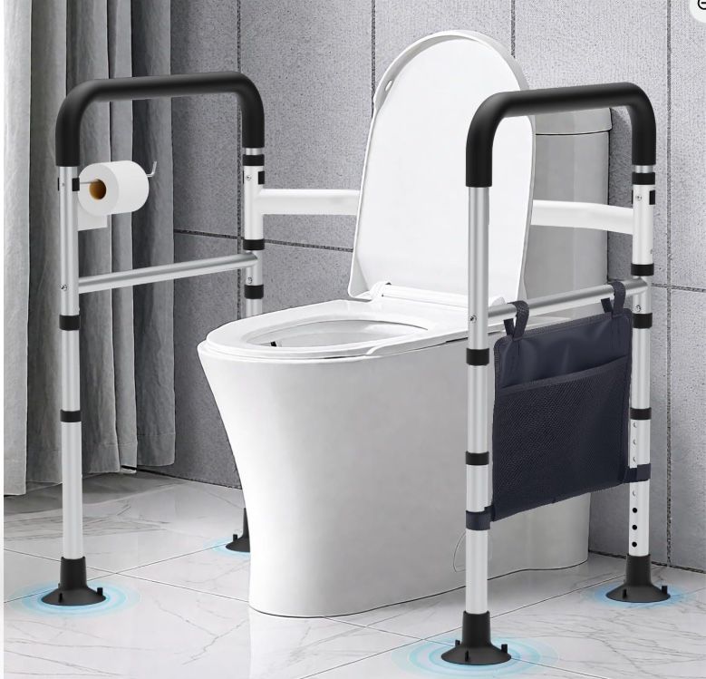 Toilet Safety Rails with Handles Storage Bag (350LB)