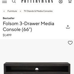 Pottery Barn Folsom 3-Drawer Media Console (66")